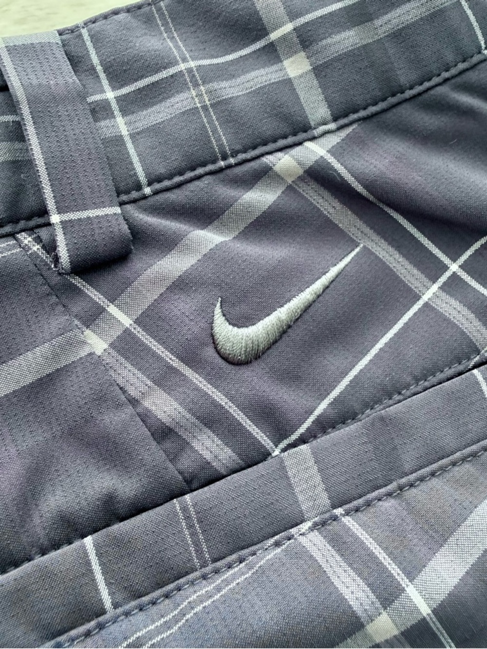 Nike Golf Dri-FIT Men's 32 Navy‎ Blue Plaid Flat Front Golf Shorts 11" Inseam - Picture 2 of 7